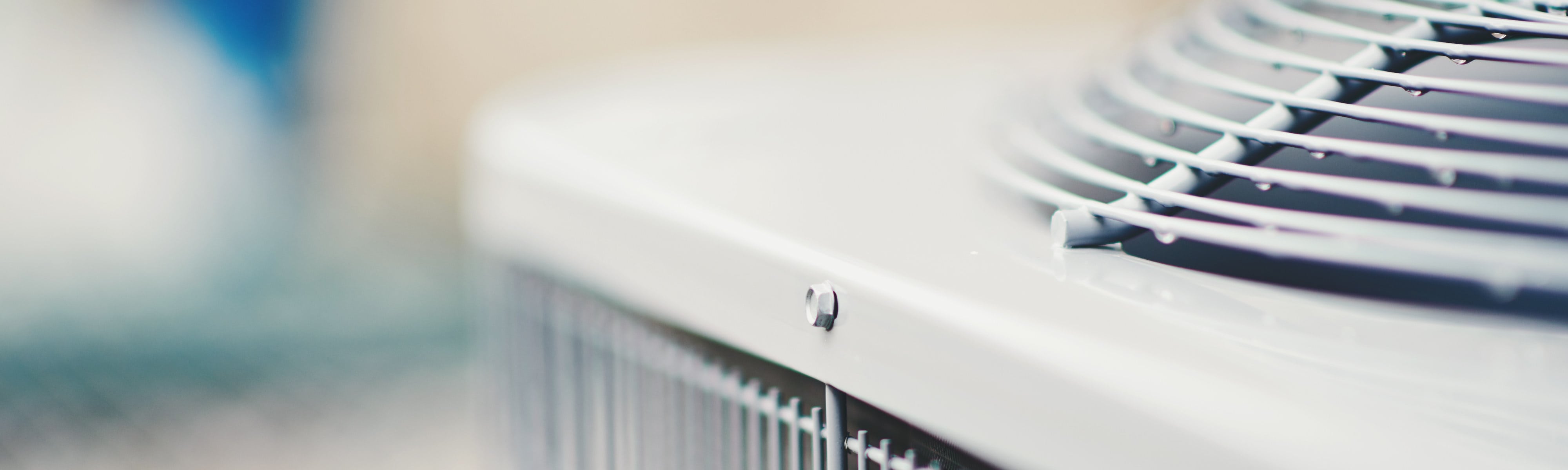 Fan casing on a residential heat pump.