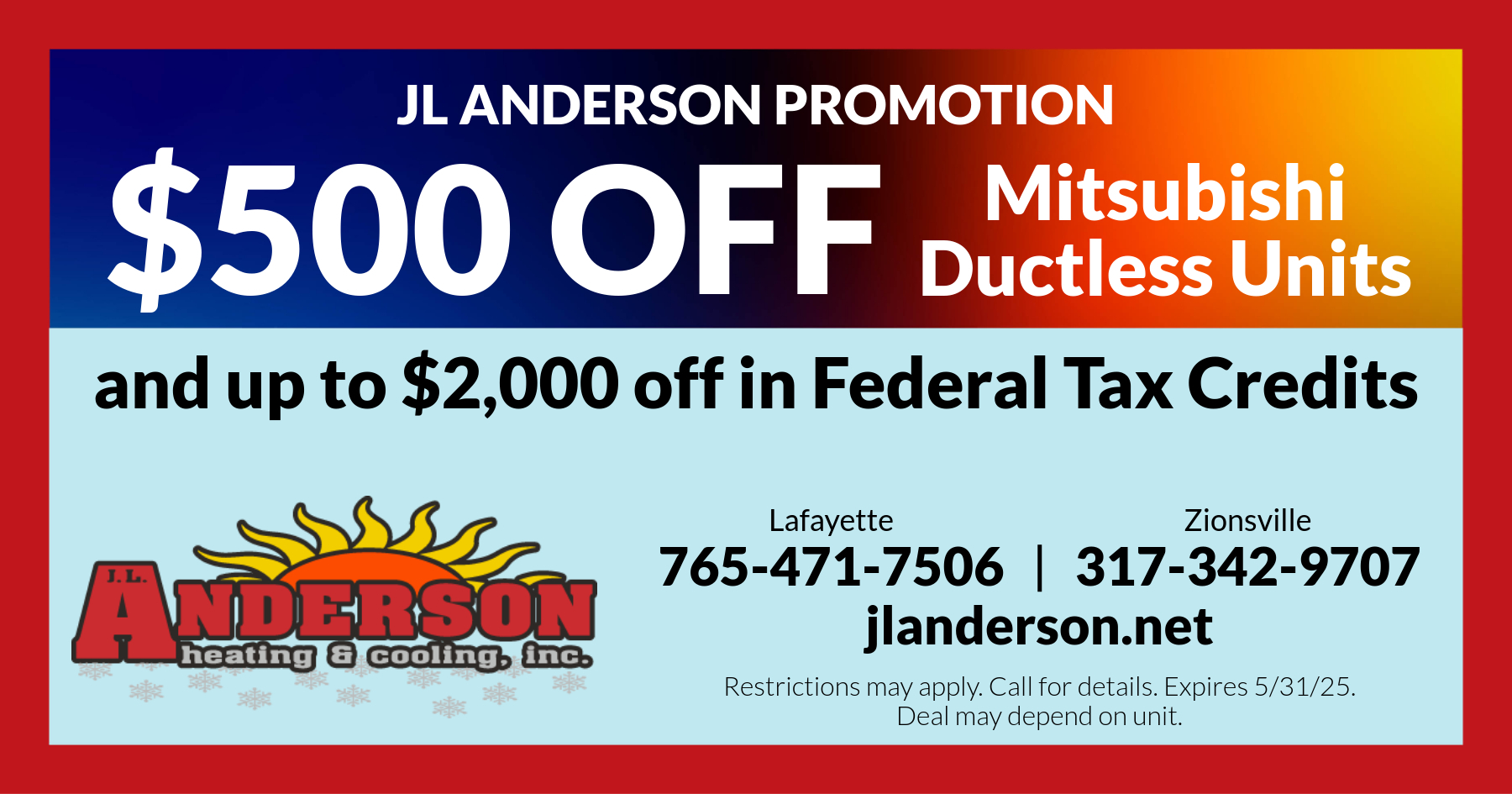 $500 Off Mitsubishi Ductless Units!