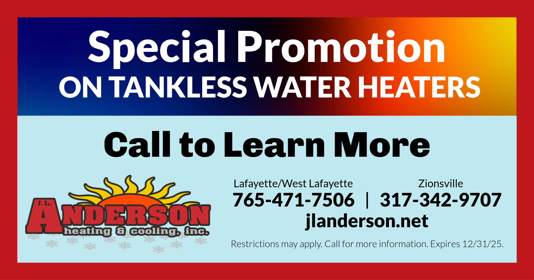 Special Promotion of Tankless Water Heaters in December!